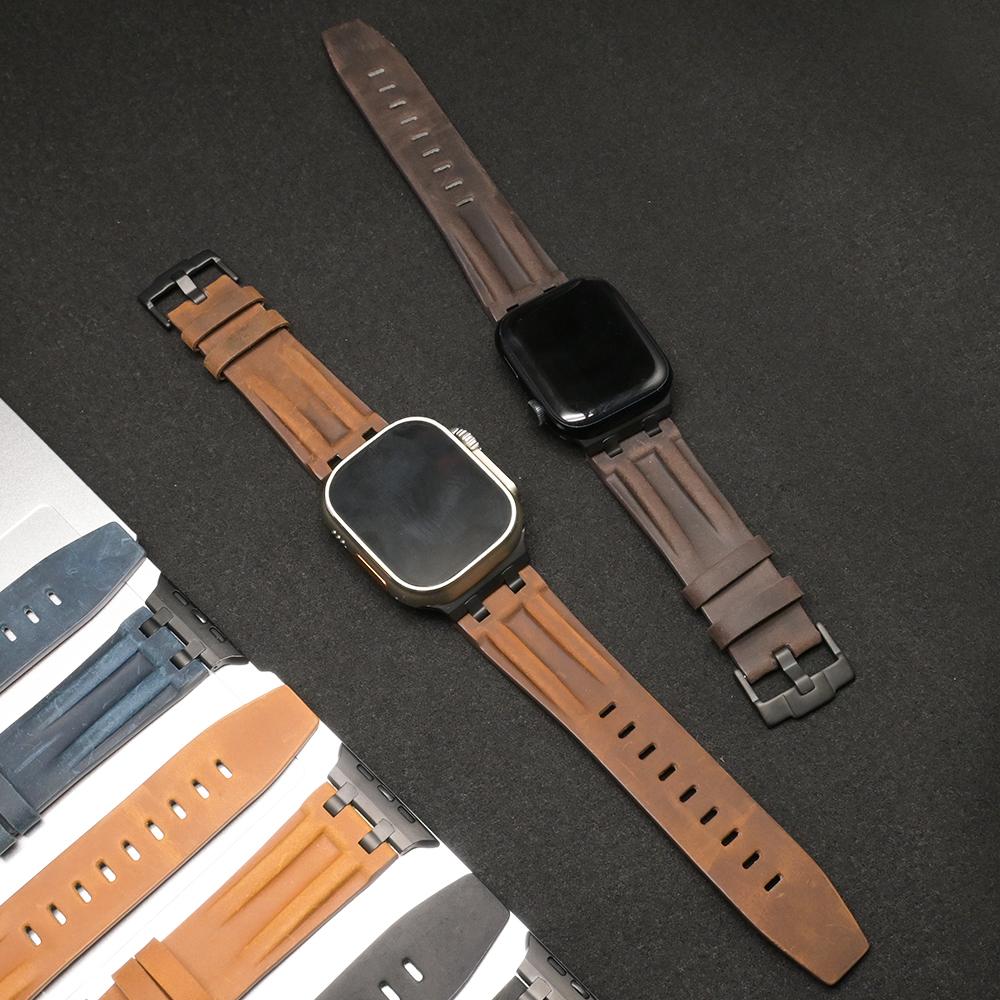 Leather Wrist Strap for Apple Watch Ultra 3 2 49mm 46mm 45mm 44mm Accessories MAN Watchband for Iwatch Series 11 10 9 8 7 6 SE3