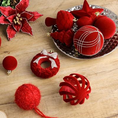 38PCS Velvet Material Christmas Decorations Ball European-style Pendant Flocked Christmas Balls DIY Crafts Multicolor