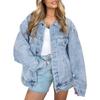 Light Blue Oversized Denim Jacket with Metal Buttons