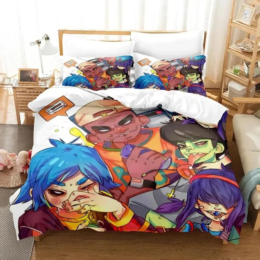 3D Printed Band Gorillaz Anime Duvet Cover Pillowcase Bedding Set Adult Boy Girl Bedroom Decoration Twin Full Queen King Size