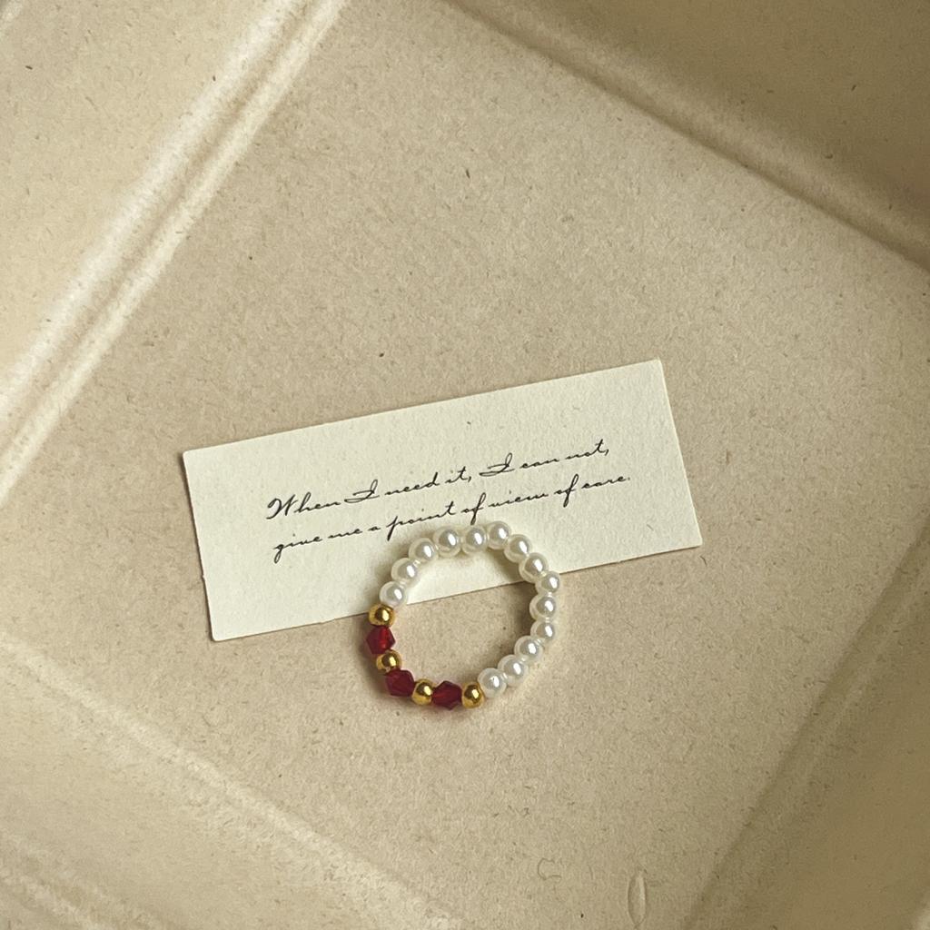 Color crystal beaded ring  niche design sense high-end finger ring light luxury temperament all-match ring accessories