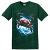 Crab T Shirt W/ Ocean Wave Red Blue Aquatic Animal Fantasy Sea Art Graphic Tee