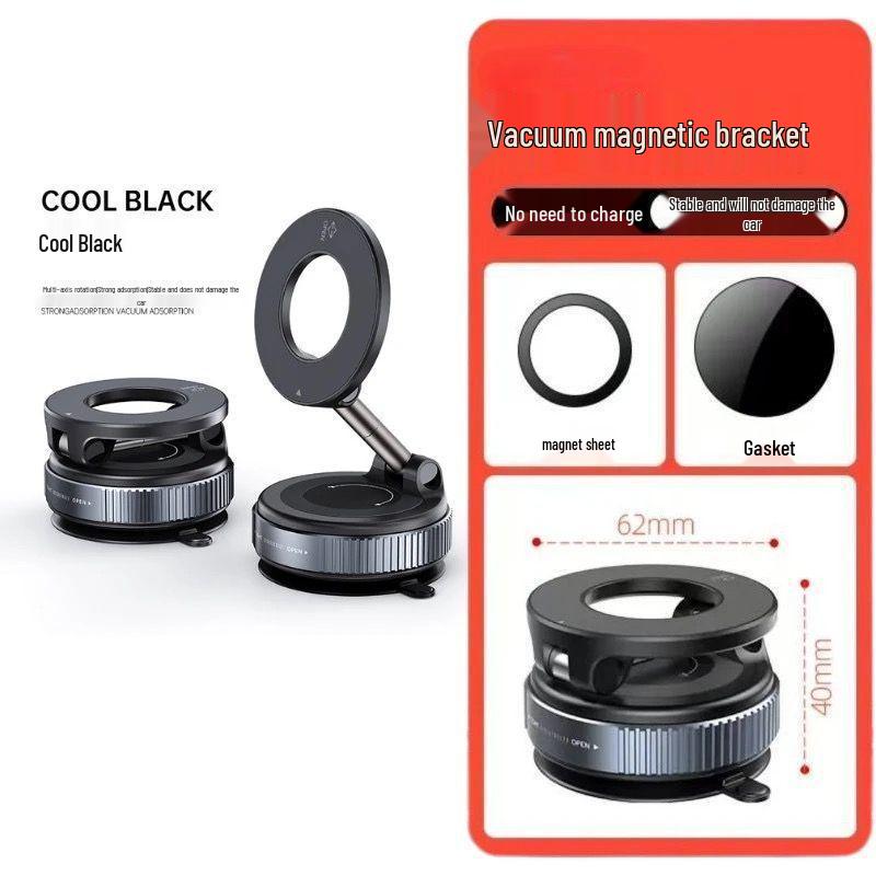 Rotating Magnetic Car Phone Holder with Vacuum Adsorption - Foldable Desktop Console Mount