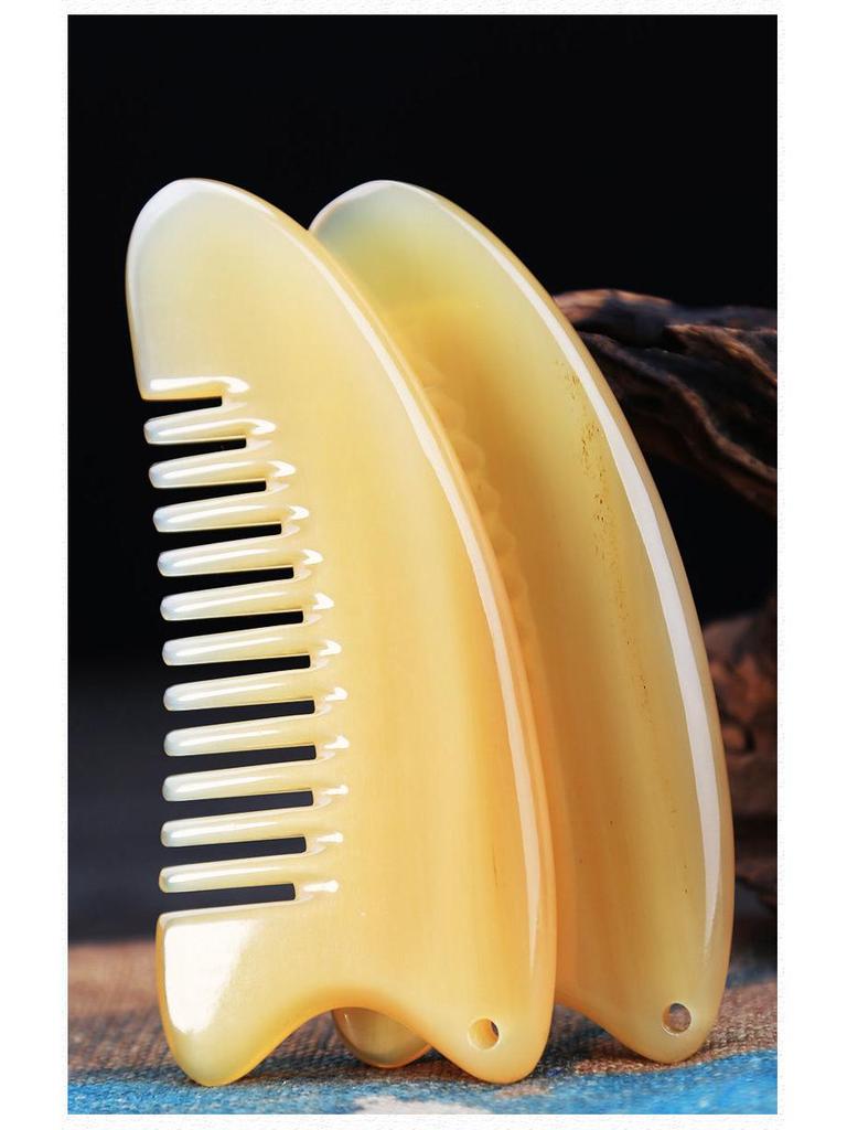 Natural Ox Horn Wide-Tooth Curly Hair Comb - Scalp Massage for Men & Women