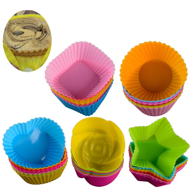 5Pcs Silicone Mold Cupcake Cake Muffin Cup Baking Bakeware Nonstick Baking Mold
