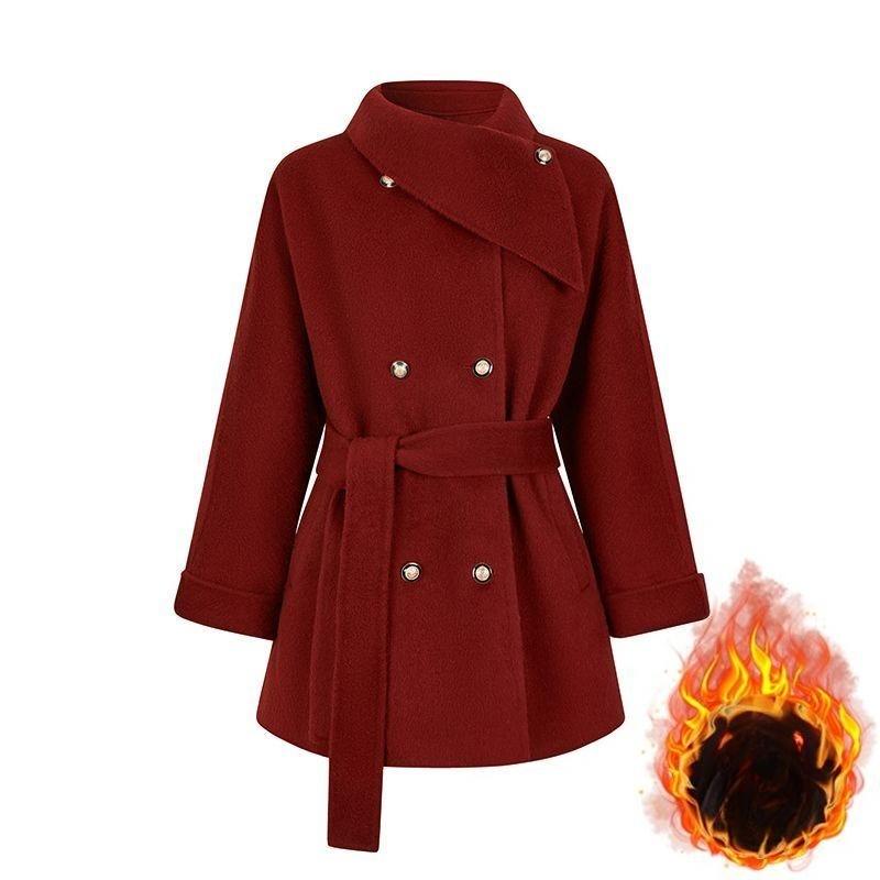 Fashionable Cinched-waist Overcoat, Elegant Woolen Coat for Women Winter