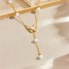 Charming Nature Forest Drip Oil Colorful Butterfly Pearl Long Tassel Necklace Womens Jewelry