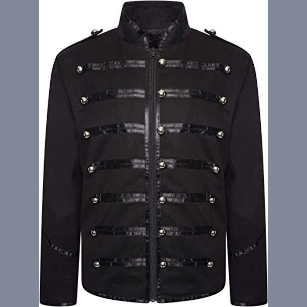 

Стимпанк Мужская Готическая Одежда Военные Куртки Средневековая Винтажная Куртка Стойка Воротник Рок Фрак Мужское Ретро Панк Пальто L