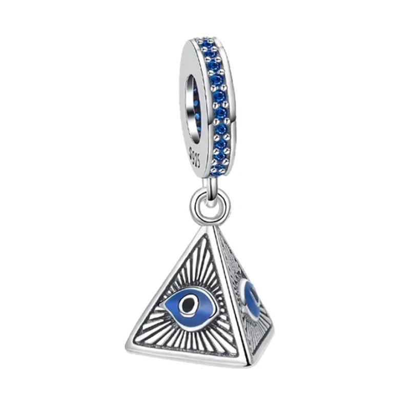 925 Silver Eye of Greece Devil Pendant Charm Bead for DIY Women Jewelry Bracelet Necklace