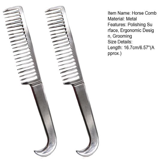 2Pcs Animal Comb Thickened Tooth Durable Polishing Surface Ergonomic Design Convenient Grooming Metal