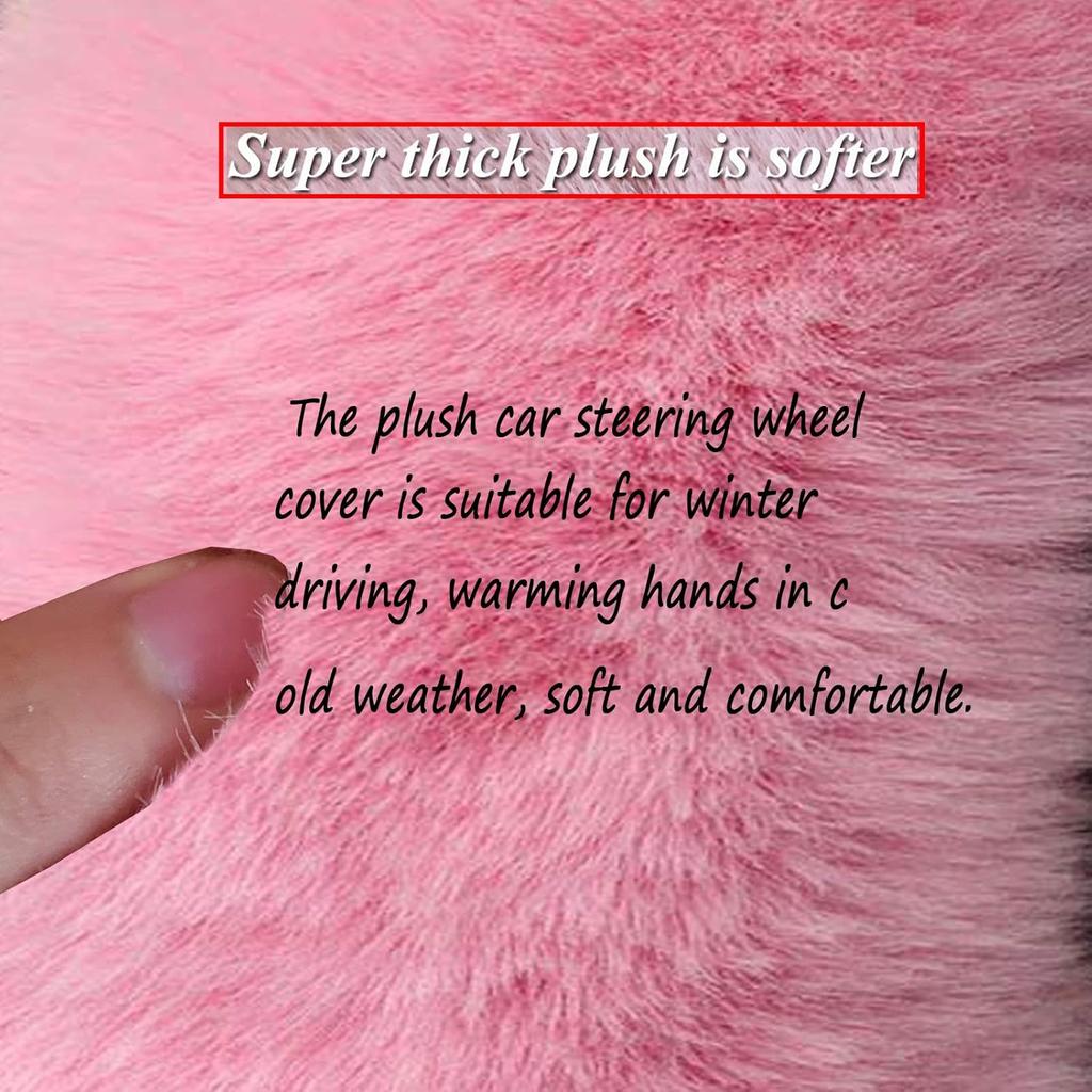 Fluffy Steering Wheel Cover For Women/Girls/Ladies Fuzzy Steering Wheel Cover Winter Warm Faux Wool Plush Car Wheel Cover Furry Steering Wheel