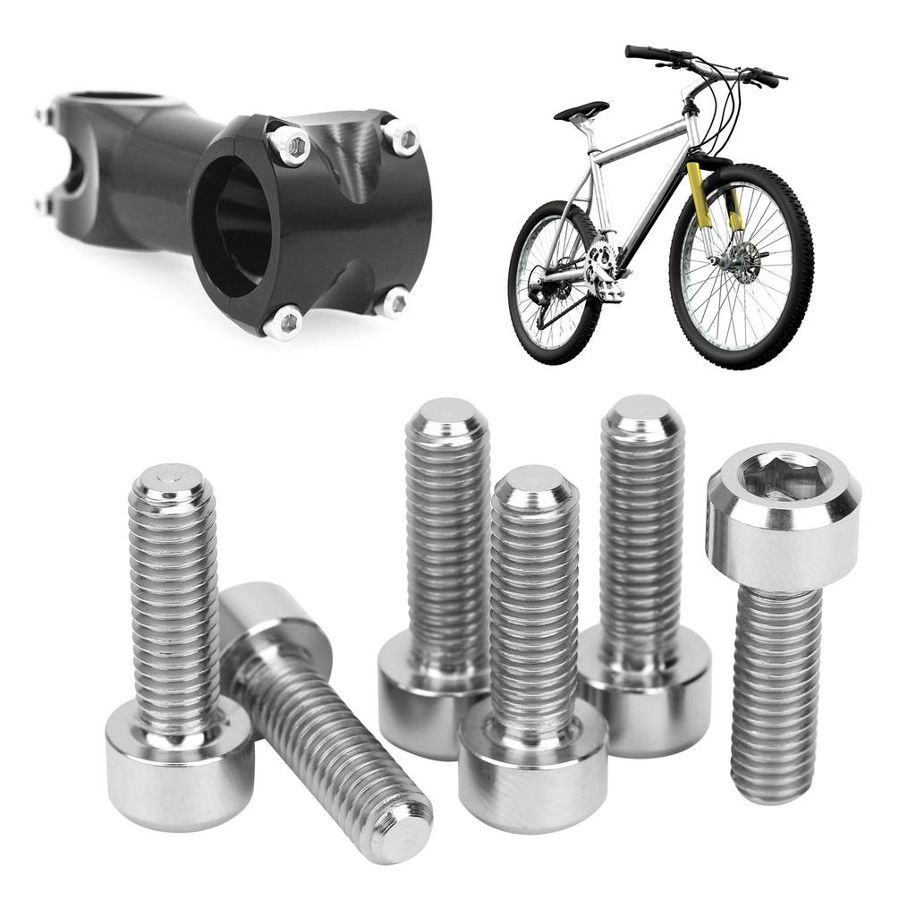 TC4 6Pcs Box Handlebar Screws Mountain Bike Stem Riser Bolts Bicycle Accessories M15x16Silver