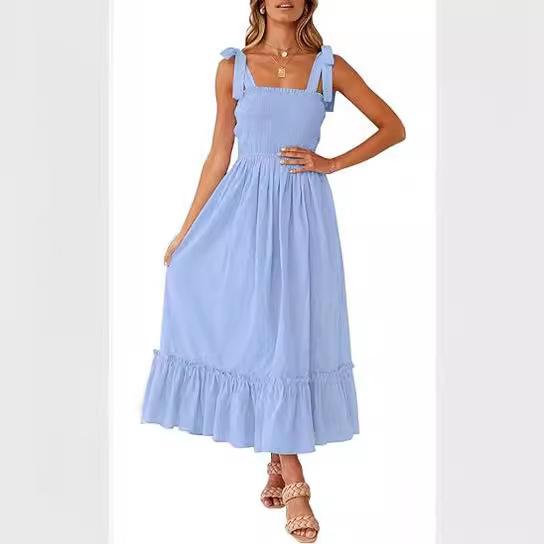 Women's Range Simple Solid Colour Halter Long Dresses
