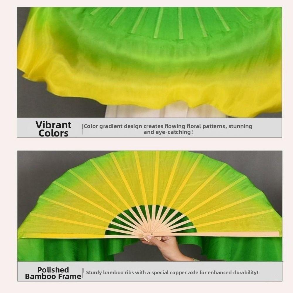 10/20cm Half Circle Silk Veil Chinese Short Bellydance Fan Hand Dye Adults Fan Kid Women