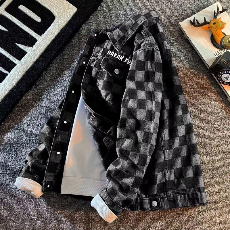 Spring And Jacket Mens Denim Autumn Ins Tide Brand Loose Ruffian Handsome Striped Top Korean Style Trendy Allmatch Casual Jacket