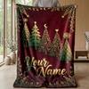 Christmas Custom Name Printed Flannel Blanket Warm Comfort Bed Throw Home Decor Holiday Gift