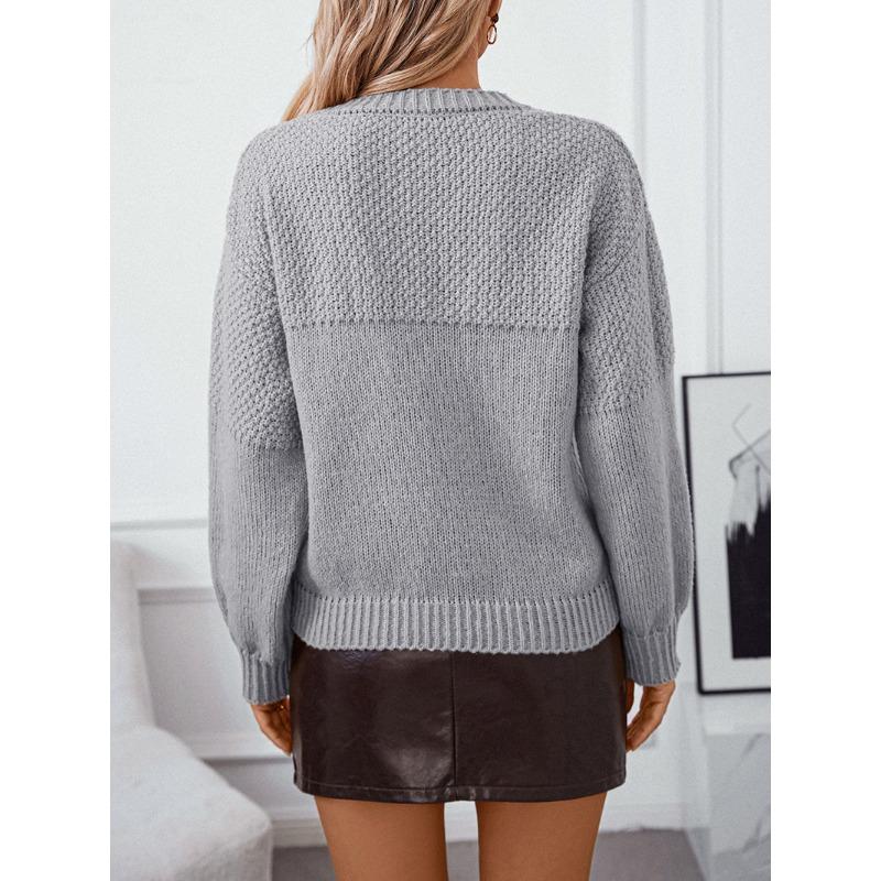 Женский трикотаж Осень/зима Круглый вырез Пуловер Вязаный свитер XL хаки — фото 14