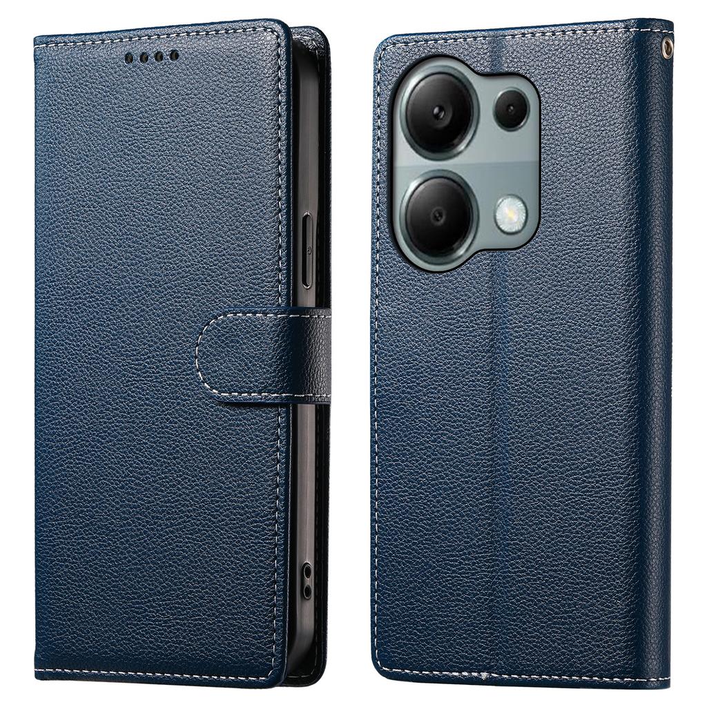 DF-012 For Xiaomi Redmi Note 13 Pro 4G Case Litchi Texture Leather Magnetic Clasp Wallet Stand Phone Cover with Wrist Strap