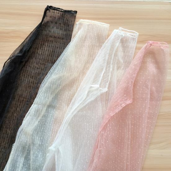 Women Top Ultra-thin See-through Lace Long Sleeves Solid Color Loose Soft Casual Mock Neck Visible Spring Summer Shirt