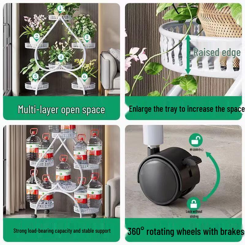 Movable Iron Multi-Tier Flower Pot Stand