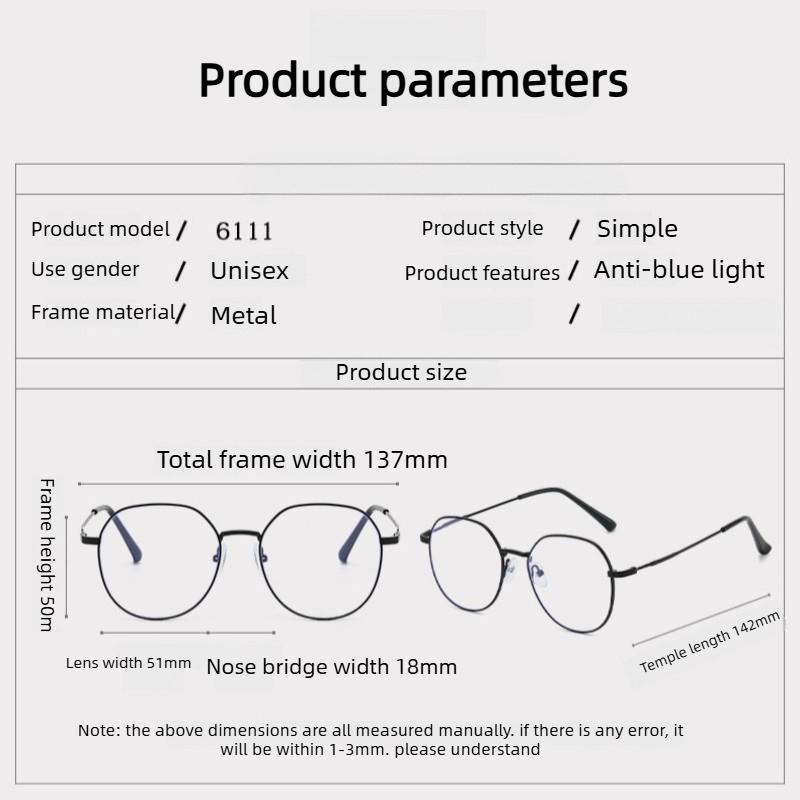 High-Quality Gold-Rimmed Myopia Glasses Stylish Round-Frame Unisex Ultra-Lightweight Blue Light Blocking Nearsighted Glasses