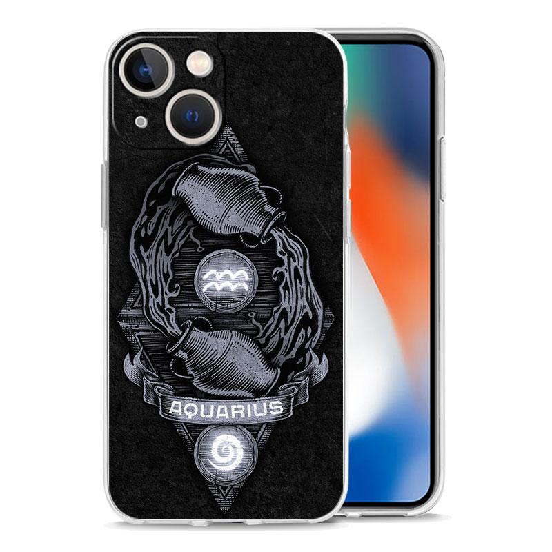 Phone Case For iPhone 16 15 14 13 12 11 Pro Max XS X XR 7 8 Plus soft TPU Clear Cover Aries Leo Libra Pisces Virgo Capricorn