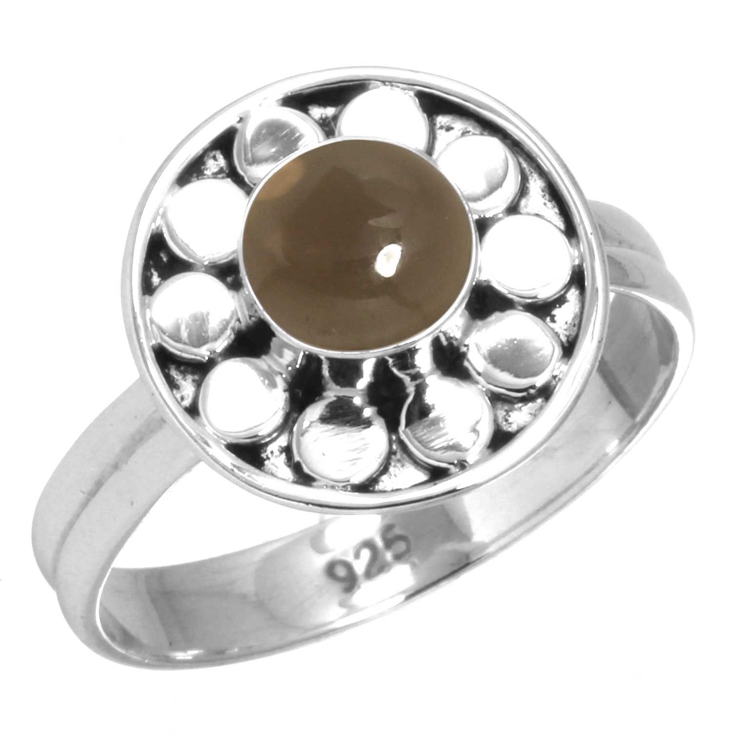 

Кольцо из стерлингового серебра 925 пробы с драгоценными камнями, ювелирные изделия ручной работы, новогодний подарок, малахит, лунный камень, розовый кварц, красный камень, дымчатый топаз, тигровый глаз, солитер 6.5 дымчатый топаз