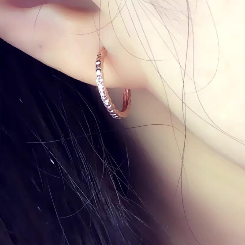 Exquisite Russian 585 Purple Gold Fashion Gypsy Ear Buckle Fashion Rose Gold Pattern Plain Gold Earrings