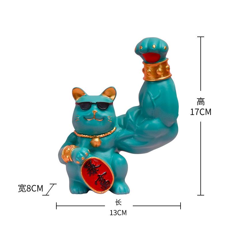 Creative Lucky Cat Decorative Ornaments Muscle Cat Animal Statue Resin Table Small Ornaments Living Room Home Decoration Modern