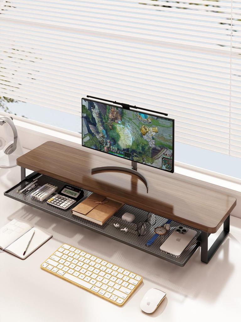 Adjustable Computer Monitor Stand & Desktop Storage Shelf