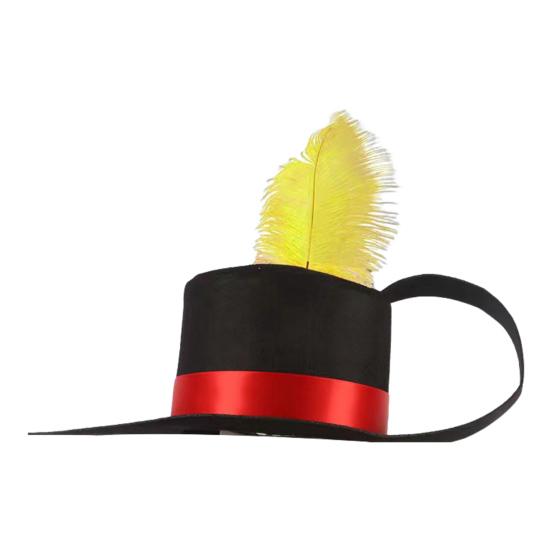 Yousheng Unisex Feather Hat Stage Performance Hat Solid Color Felt Design Flat Top Wide Brim Snowman Hat Halloween Cosplay Hat for Adult And Children