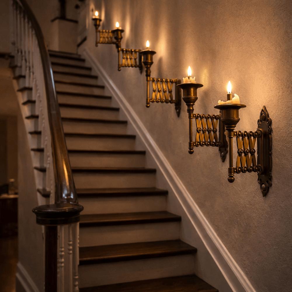 Vintage Wall-Mounted Candlestick Adjustable Metal Candle Holder Candle Bracket  Gifts