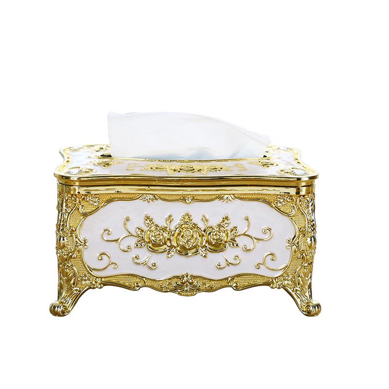 Gold Rim Napkin Tissue Dispenser Box - Creative Desktop Plastic Design