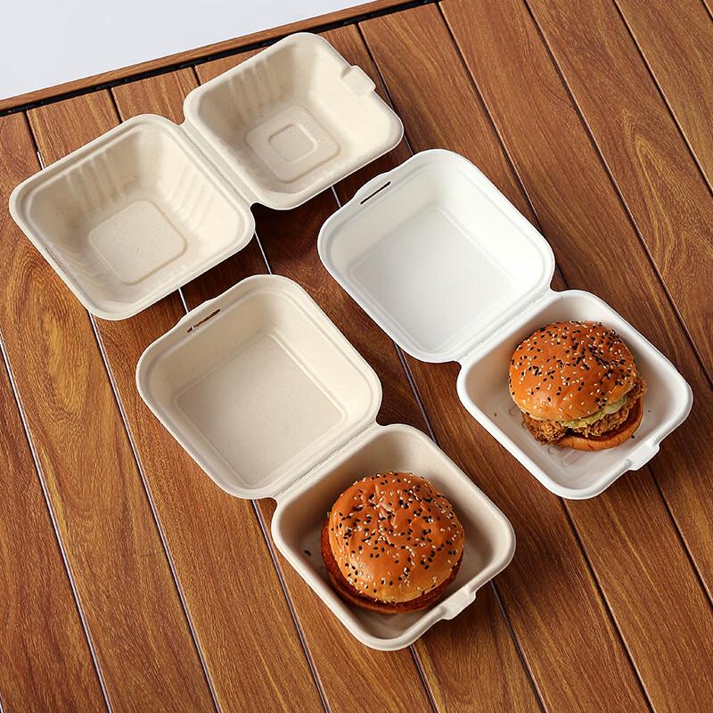 OLOEY 100-Pack Sugarcane Pulp Disposable Food Containers