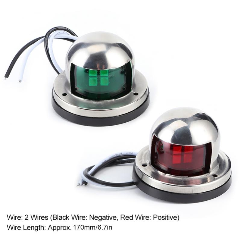 2pcs 12V Red Green LED Navigation Lights Stainless Steel Sailing Lamp For Marine Boat Yacht