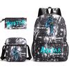 Large Capacity Schoolbag with Shoulder Strap; Student Three-piece Pencil Case Set