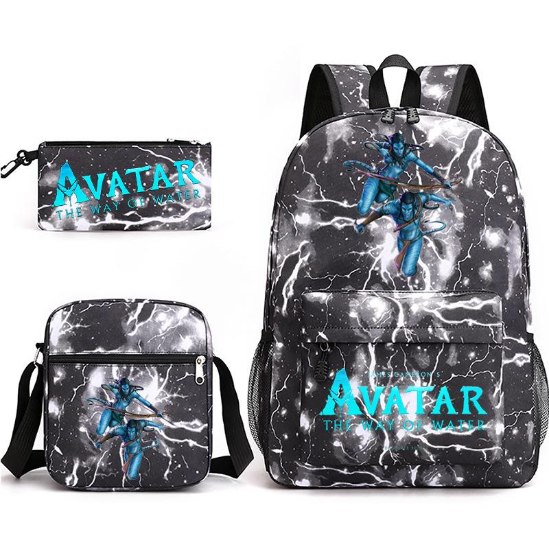 Large Capacity Schoolbag with Shoulder Strap; Student Three-piece Pencil Case Set