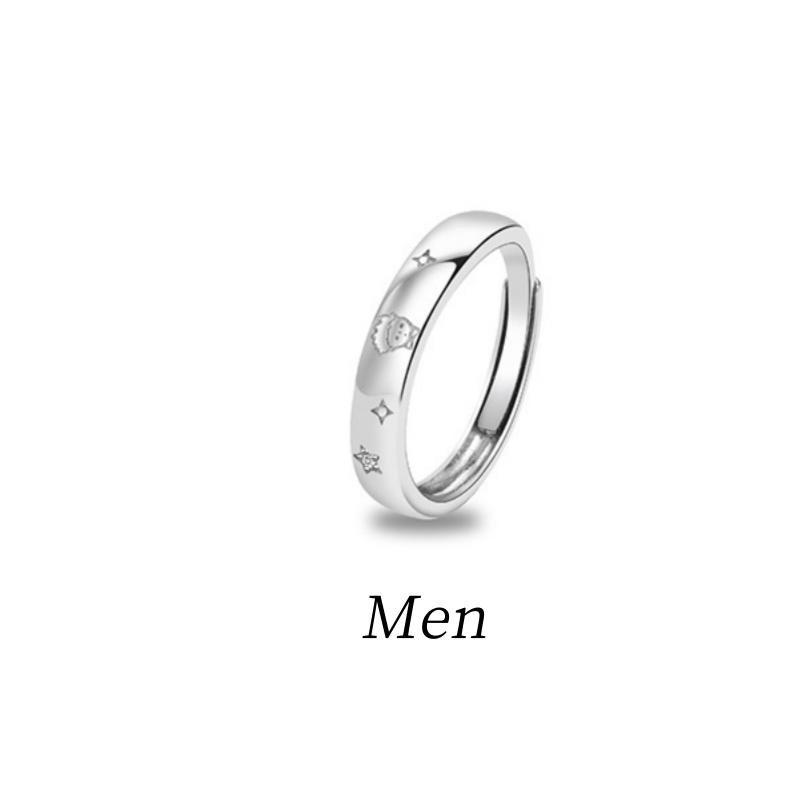 Silver Color Prince Rose Couple Rings for Women Men New Trendy Forever Love Engagement Lovers Ring Valentine's Day Jewelry Gifts