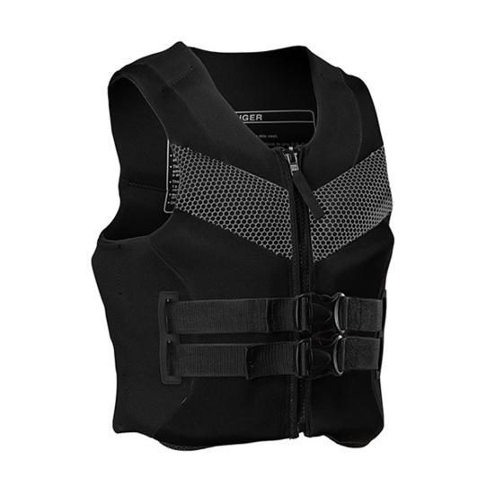 

Рятувальний жилет із захистом від подряпин, велика плавучість, надувний гладкий захисний жилет на блискавці, спорядження для плавання 2XL чорний