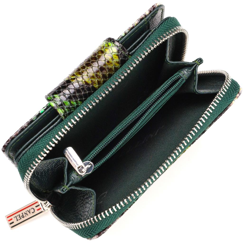Women's Textured Vertical Purse with a Zipper Coin Holder Made of Genuine Leather with Snake Embossing CANPELLINI 21732 Multicolored