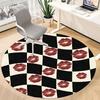 1pc Lips Chessboard Office Round Area Rug, Under Office Chairs Bedroom Living Room Home Decor, Room Deco, Available in Various Sizes