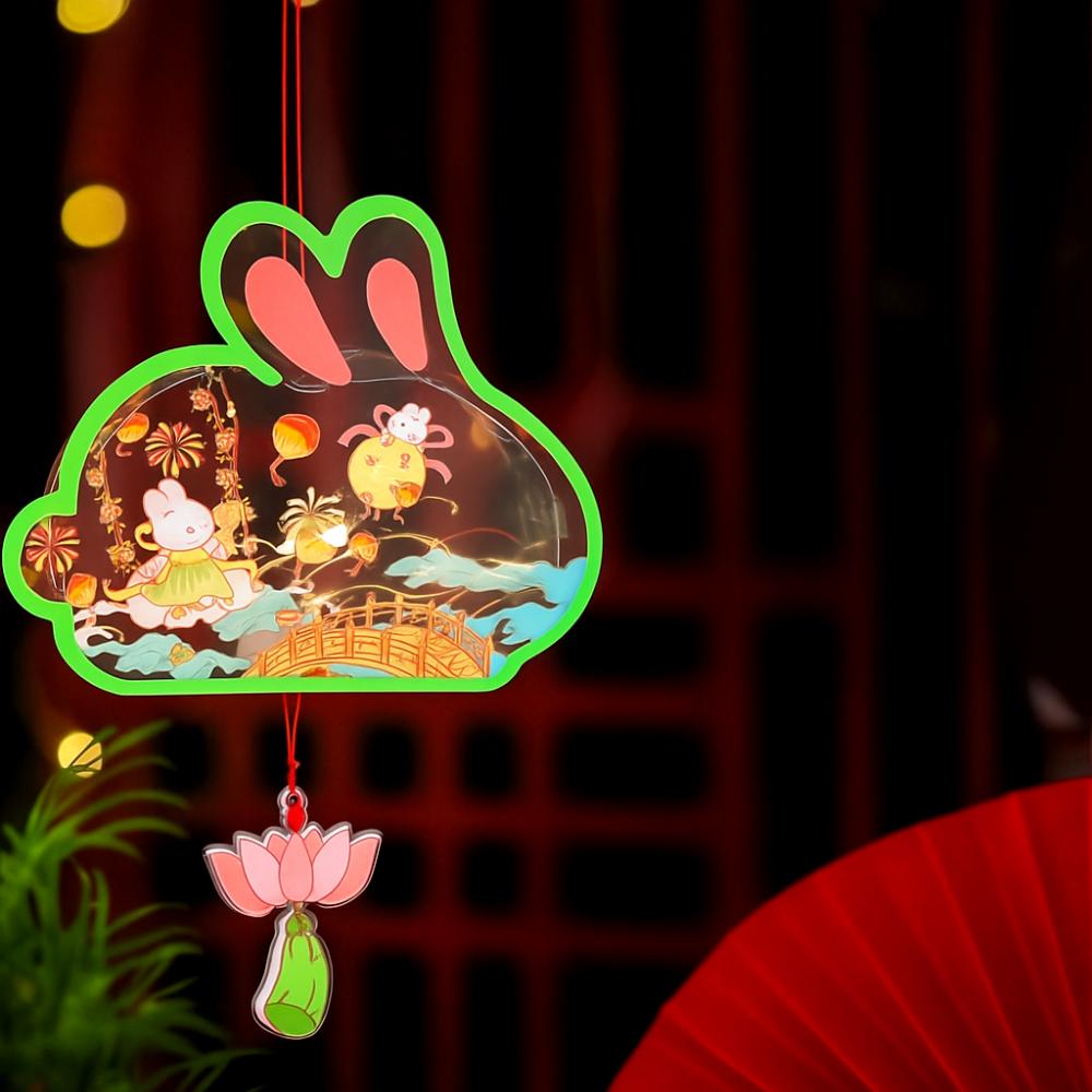 Glowing Mid-Autumn Festival Lantern DIY Handmade Light-Up Bunny Lantern  Party Decoration