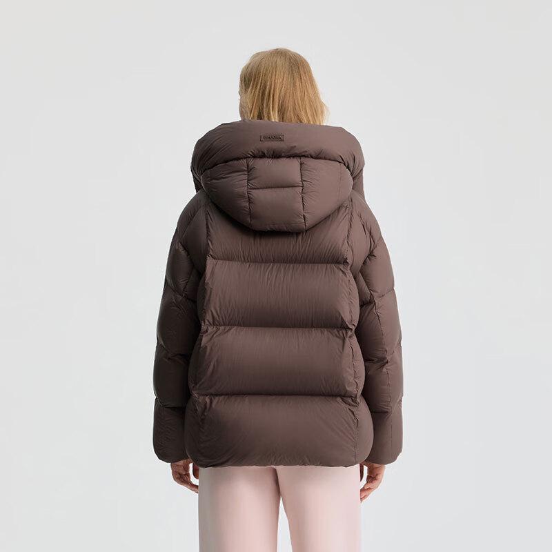 BINJORA Damen Kurze Abnehmbare Kapuze 95% Weiße Entendaunen Pufferjacke