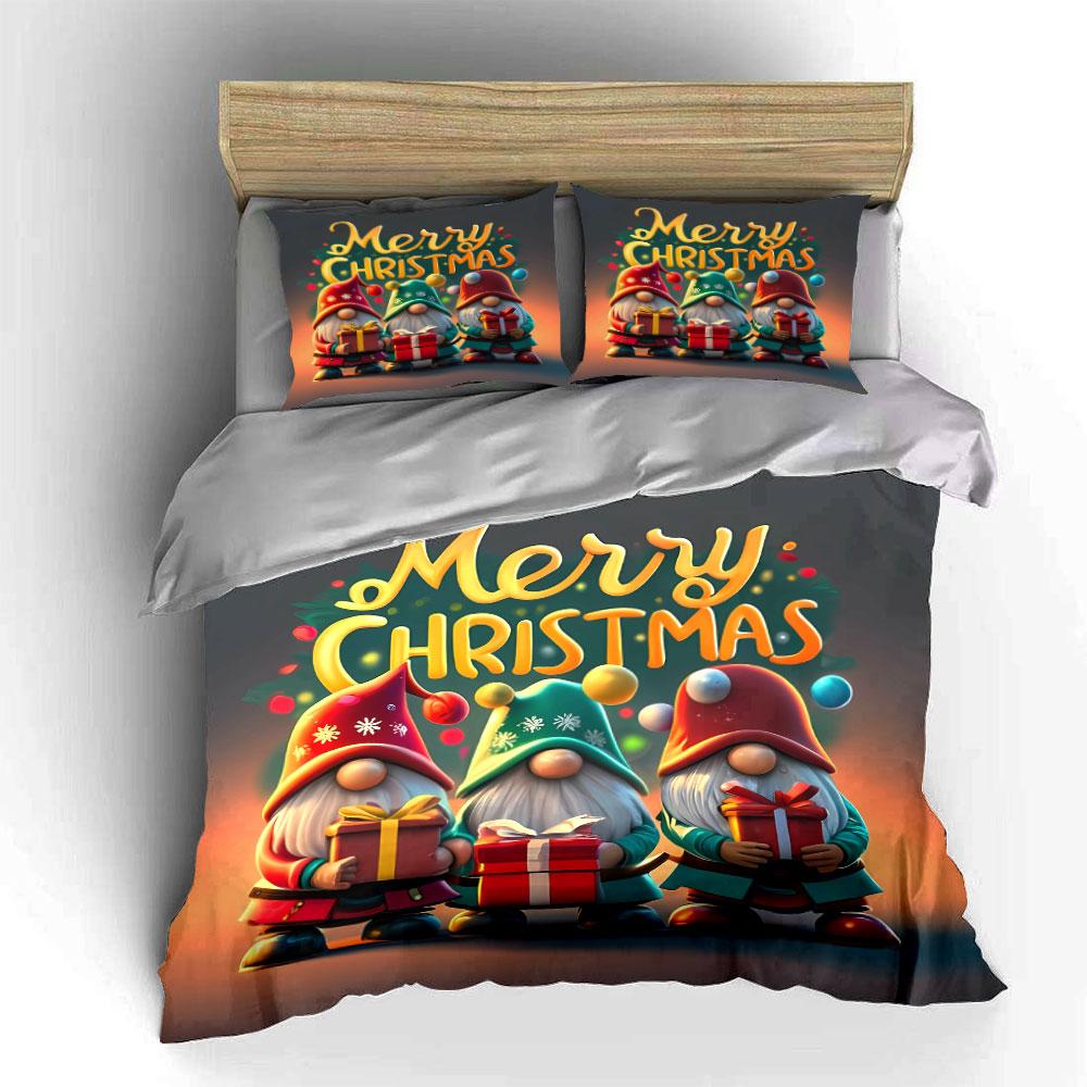 Gnomes Holding Gift Boxes. Bedding Sets Duvet Cover Sets Duvet Covers Pillowcases(1* Duvet Cover 2* Pillowcases Without Duvet Insert)