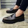 Korean Version of Casual Shoes Men's British Leather Shoes Spring Pointed Toe One Pedal Heightening Men's Shoes Trend Nightclub Hair Stylist Shoes