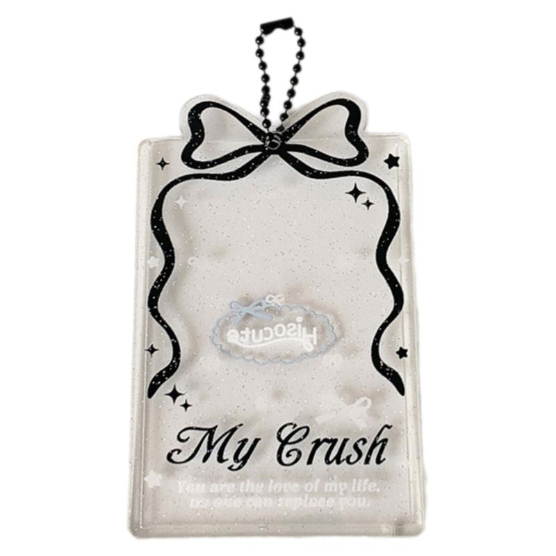 Acrylic Idol Photocard Holder With Decorative Bowknot Clear Photocard Display Sleeve Keychain For Collector Display