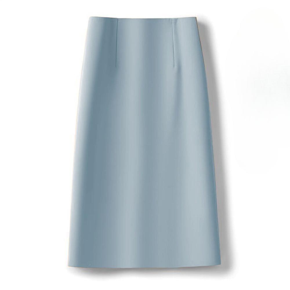 Women's High Waist A-Line Midi Skirt Non-Stretch Commuter Suit Skirt With Back Slit