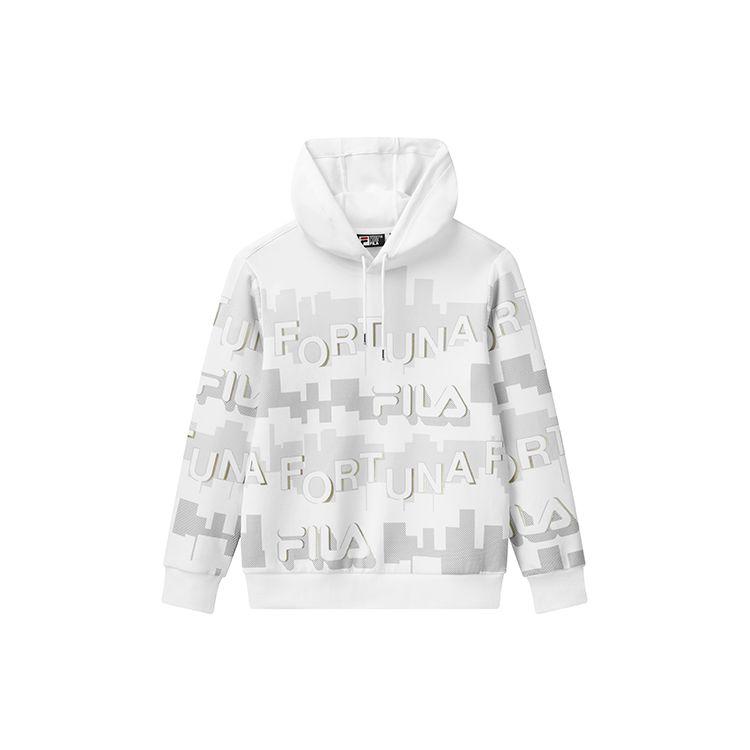 Fila All Over Print Casual Sports Hoodie Men Hoodies White F11M118250FWT