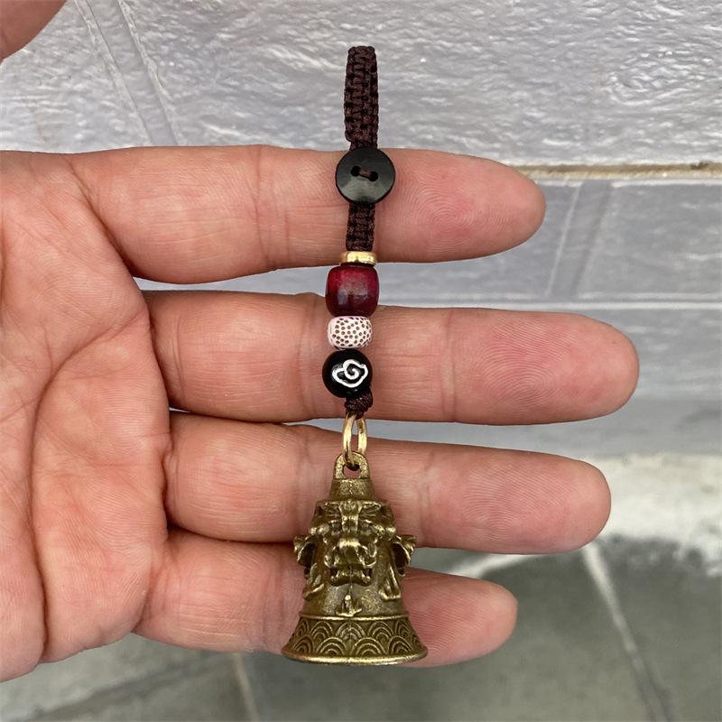 Six-character Mantra Bell Keychain Creative Key Ring Heart Sutra Copper Bell Pendant Bag Charm Accessories Lucky Gift