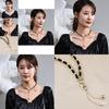 Elegant Koreansk Stil Y-formad Pärlhalsband för Kvinnor Vintage Flätat Modeaccessoar